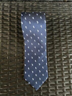 Classic Navy Paisley Micro Print Refined Office to Evening Elegant Tie